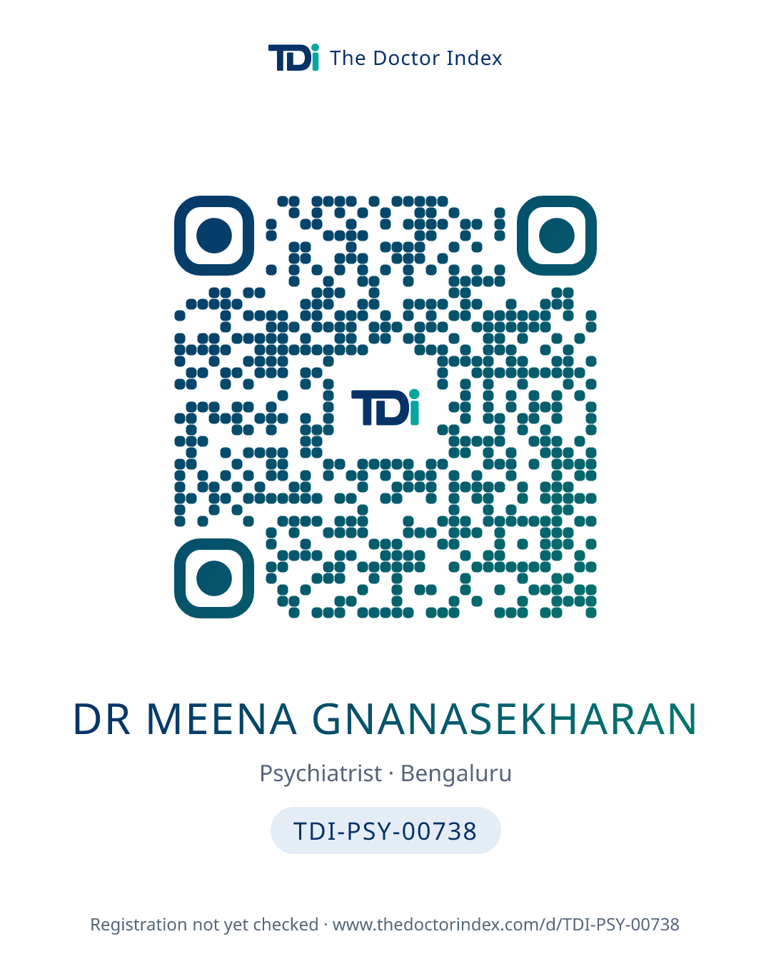 QR card for Dr Meena Gnanasekharan, TDI-PSY-00738