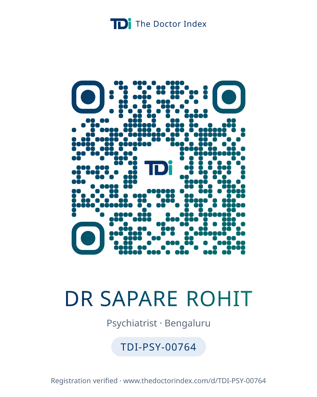 QR card for Dr Sapare Rohit, TDI-PSY-00764