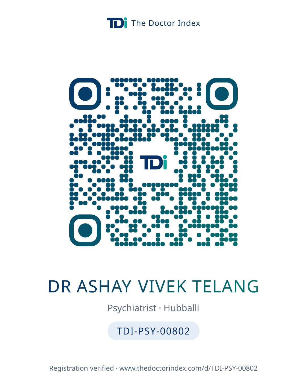 QR card for Dr Ashay Vivek Telang, TDI-PSY-00802