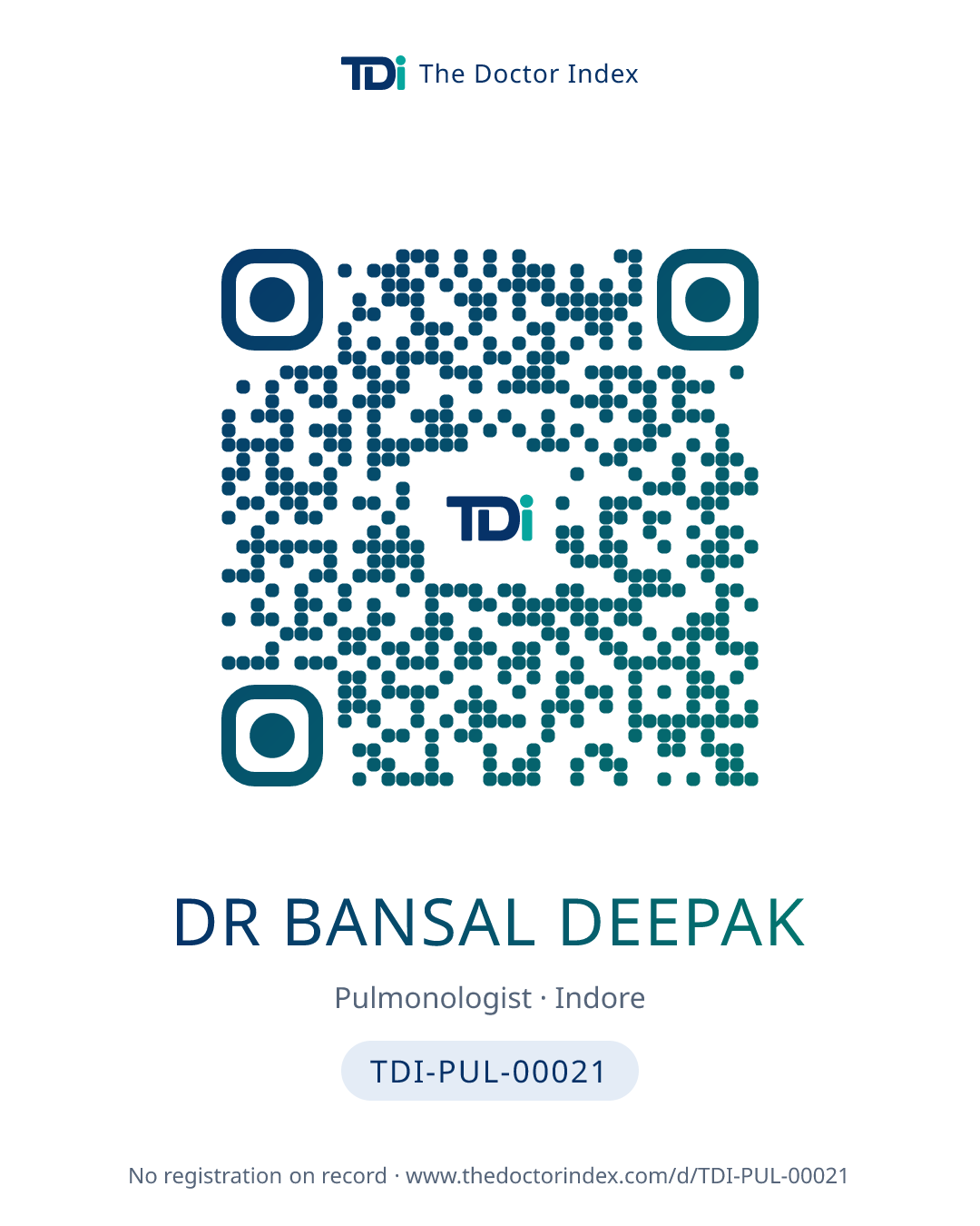 QR card for Dr Bansal Deepak, TDI-PUL-00021