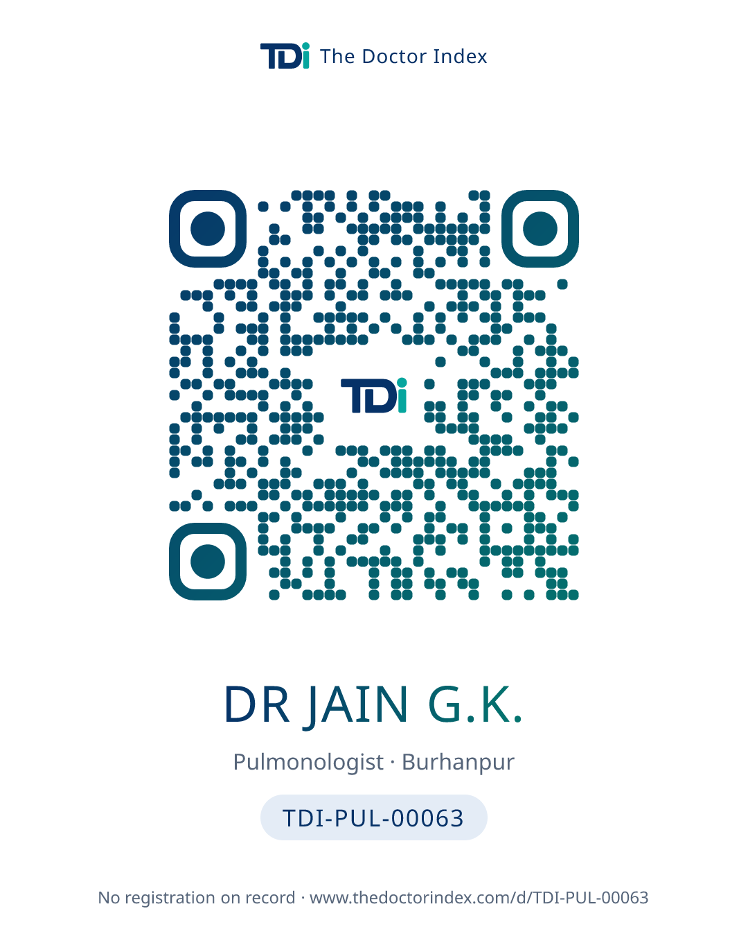 QR card for Dr Jain G.K., TDI-PUL-00063