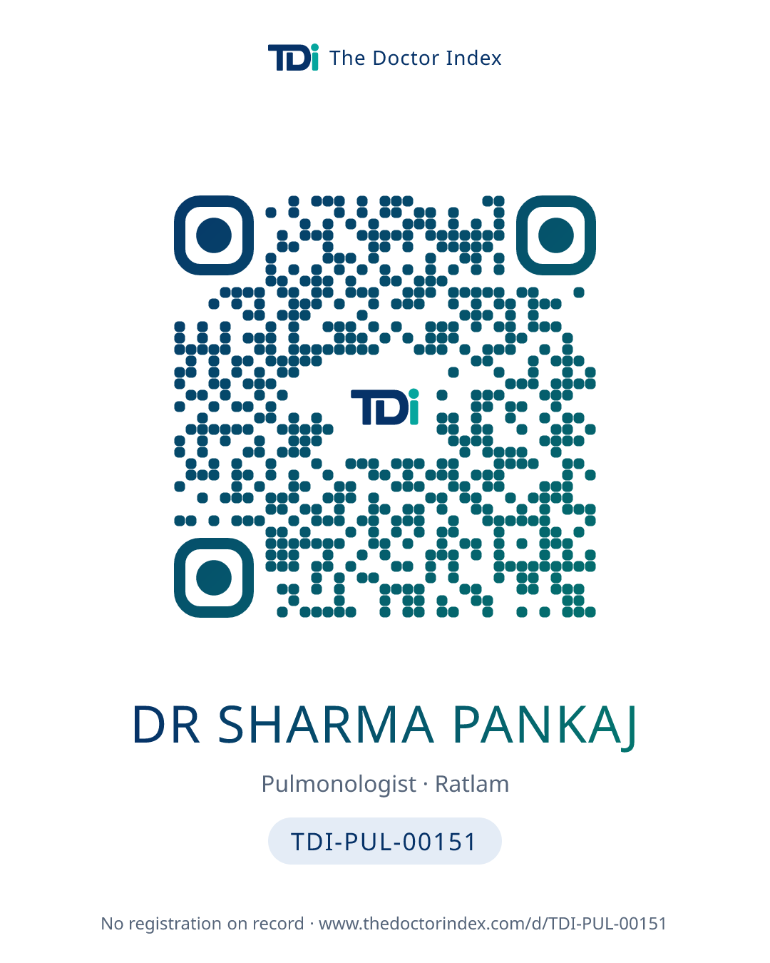 QR card for Dr Sharma Pankaj, TDI-PUL-00151