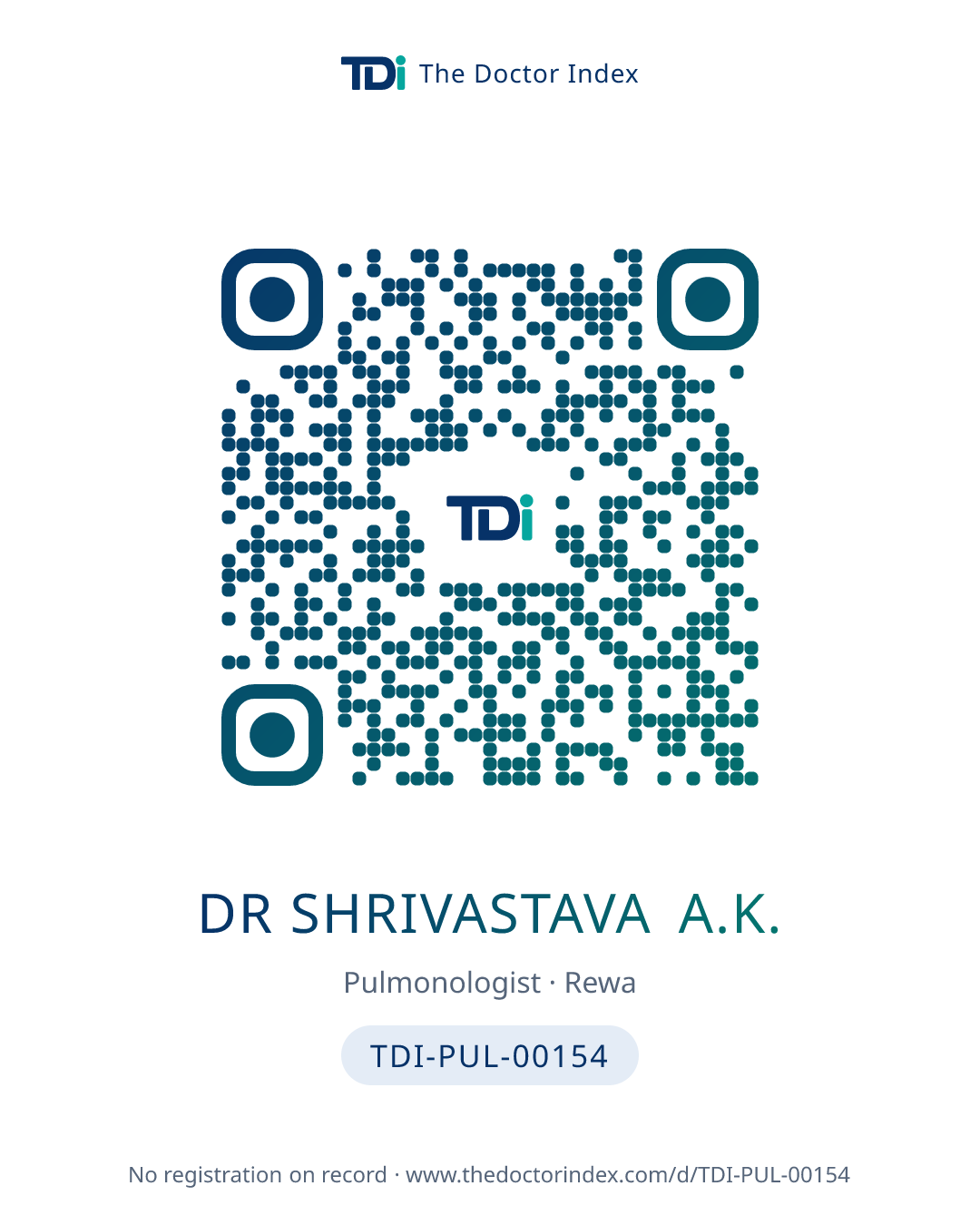 QR card for Dr Shrivastava A.K., TDI-PUL-00154