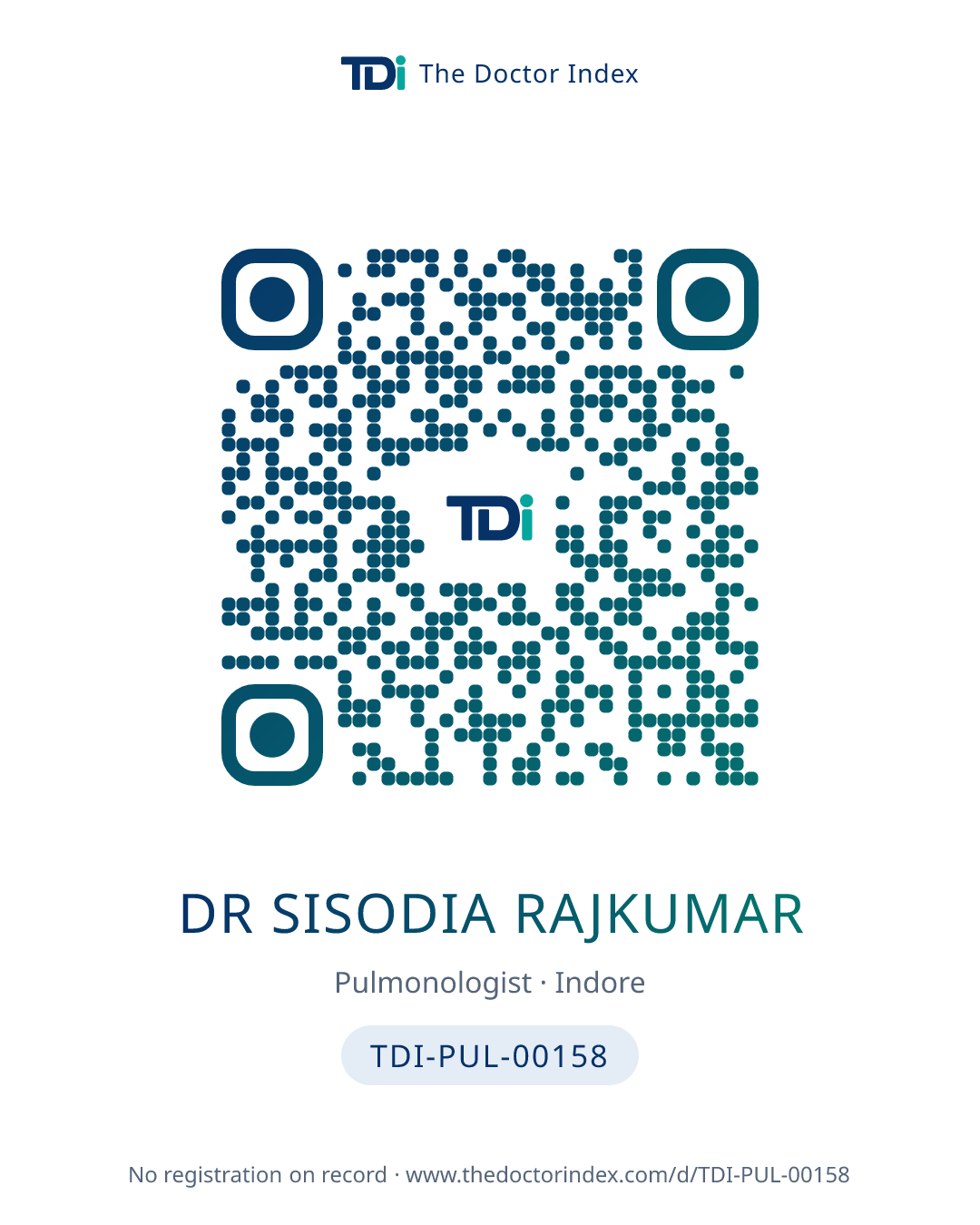 QR card for Dr Sisodia Rajkumar, TDI-PUL-00158