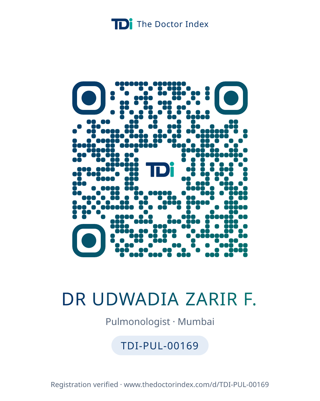 QR card for Dr Udwadia Zarir F., TDI-PUL-00169