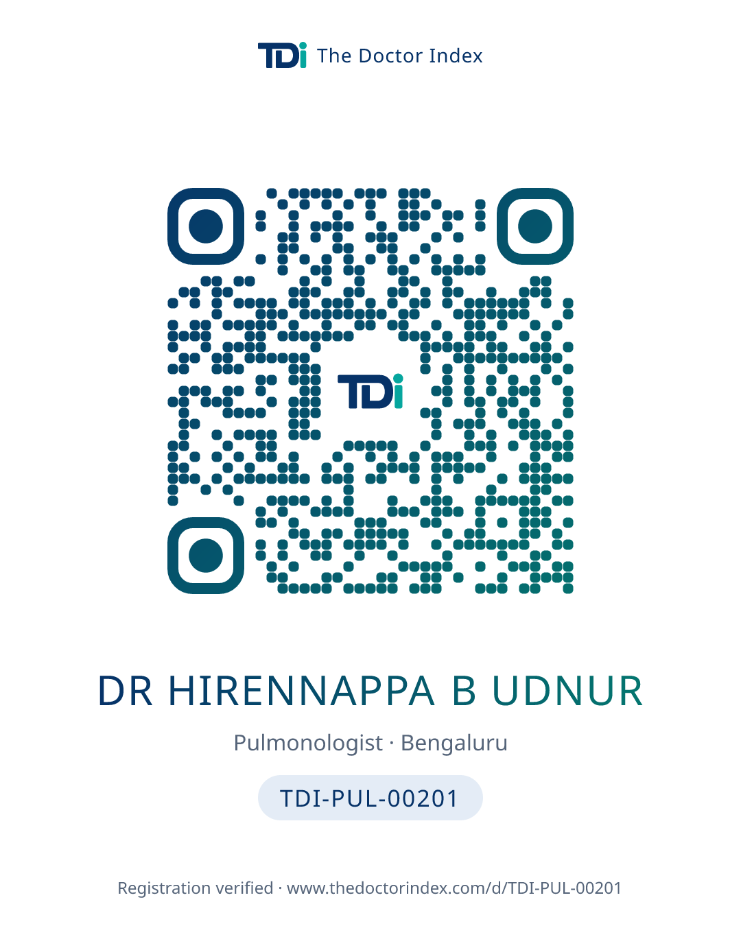 QR card for Dr Hirennappa B Udnur, TDI-PUL-00201