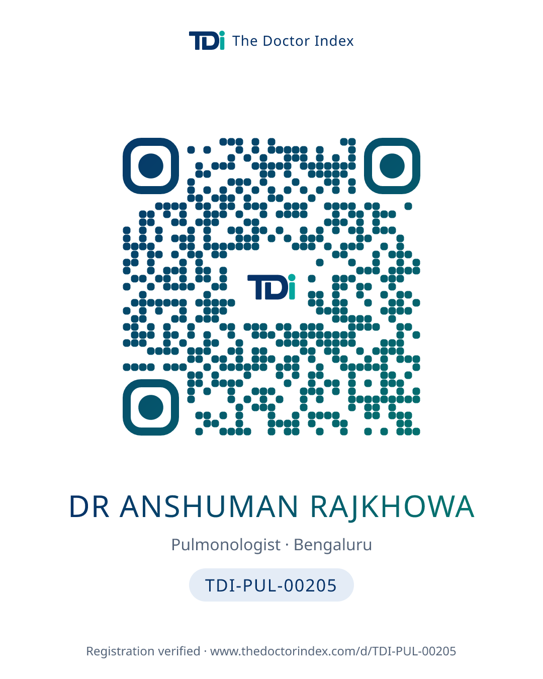 QR card for Dr Anshuman Rajkhowa, TDI-PUL-00205