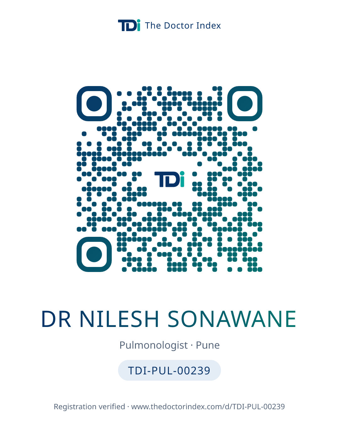 QR card for Dr Nilesh Sonawane, TDI-PUL-00239