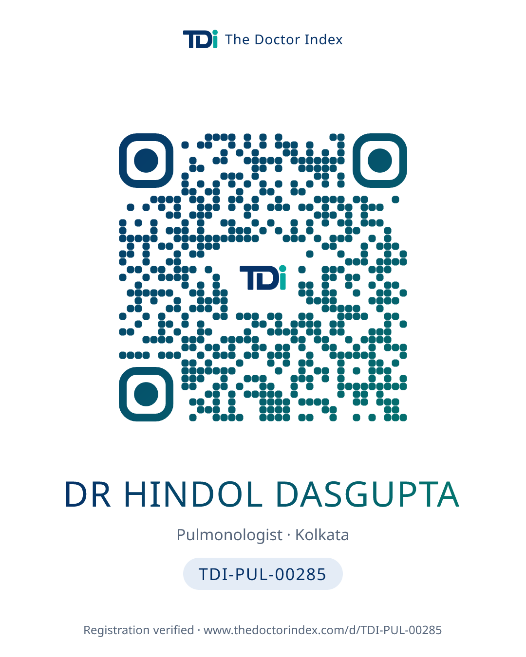 QR card for Dr Hindol Dasgupta, TDI-PUL-00285