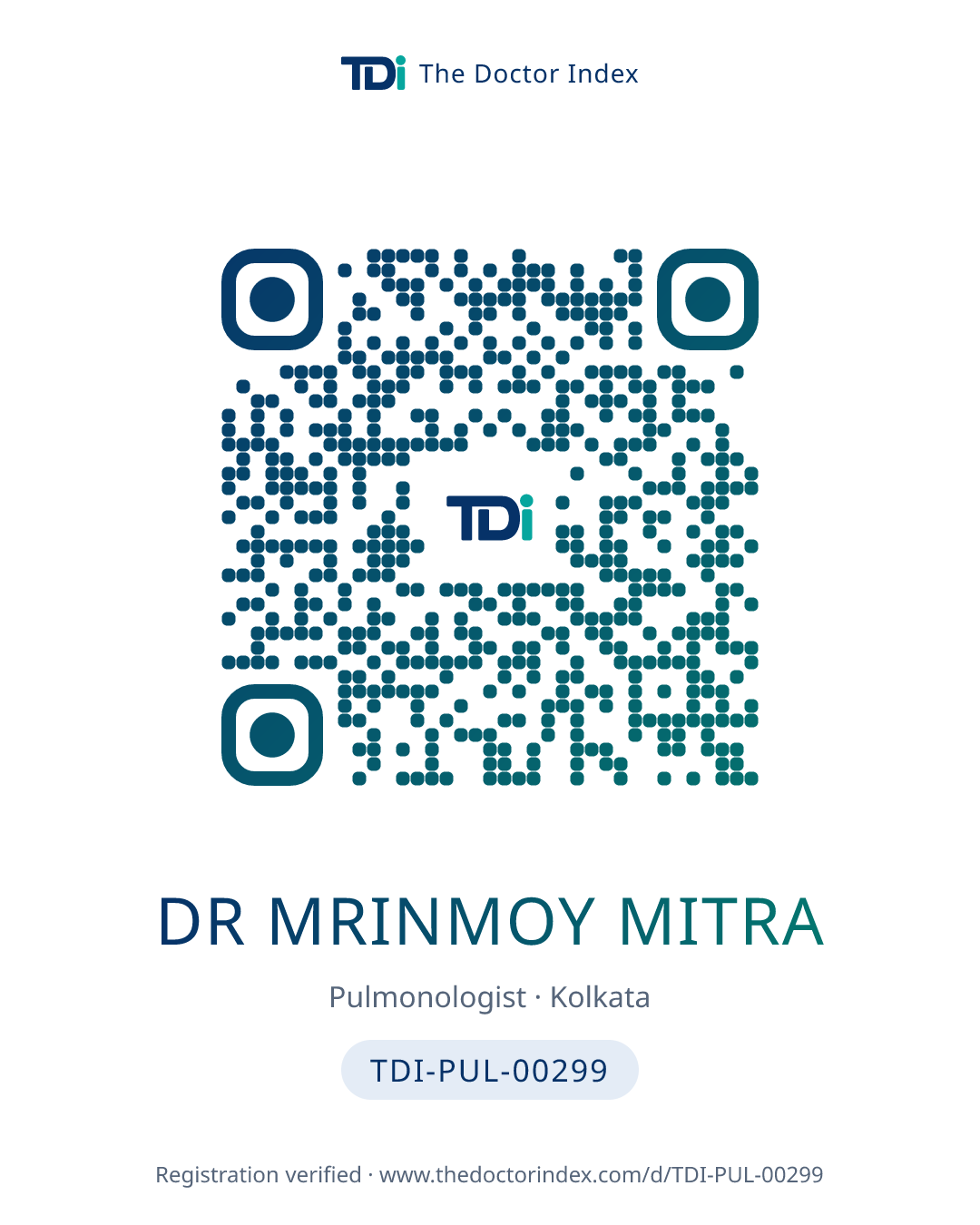 QR card for Dr Mrinmoy Mitra, TDI-PUL-00299