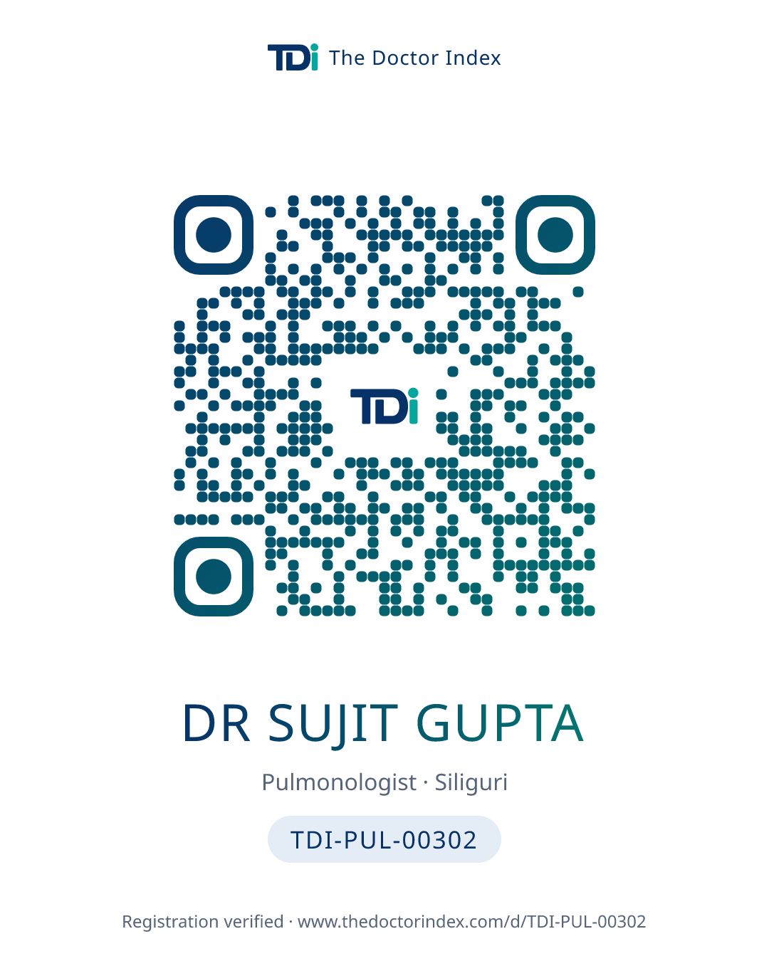 QR card for Dr Sujit Gupta, TDI-PUL-00302