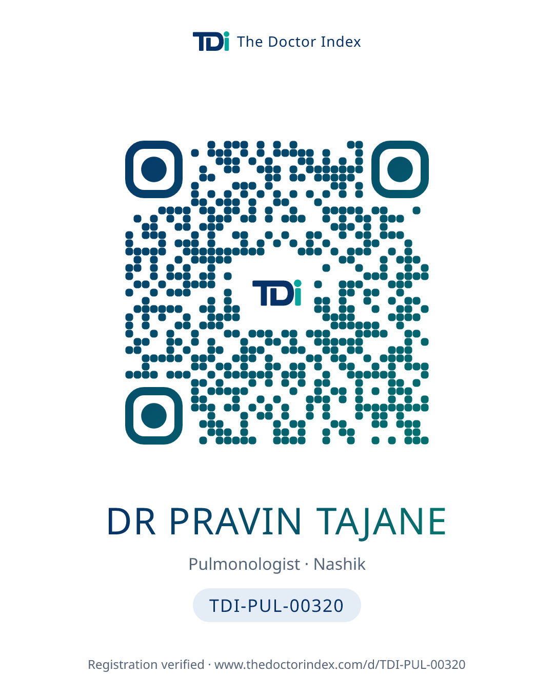 QR card for Dr Pravin Tajane, TDI-PUL-00320