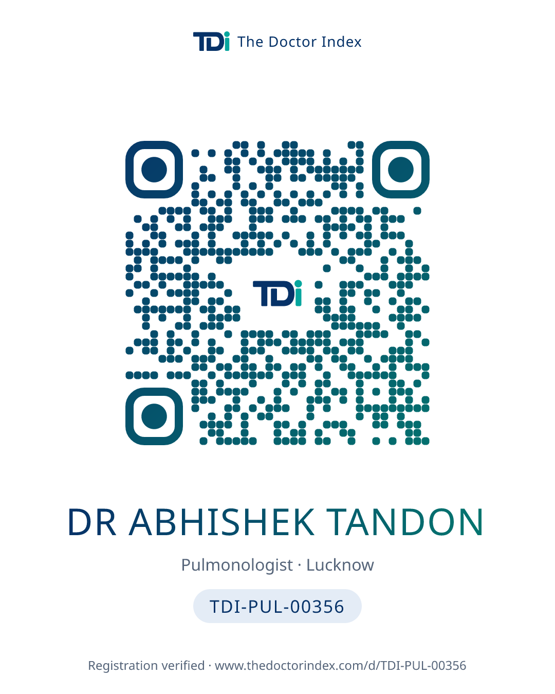 QR card for Dr Abhishek Tandon, TDI-PUL-00356
