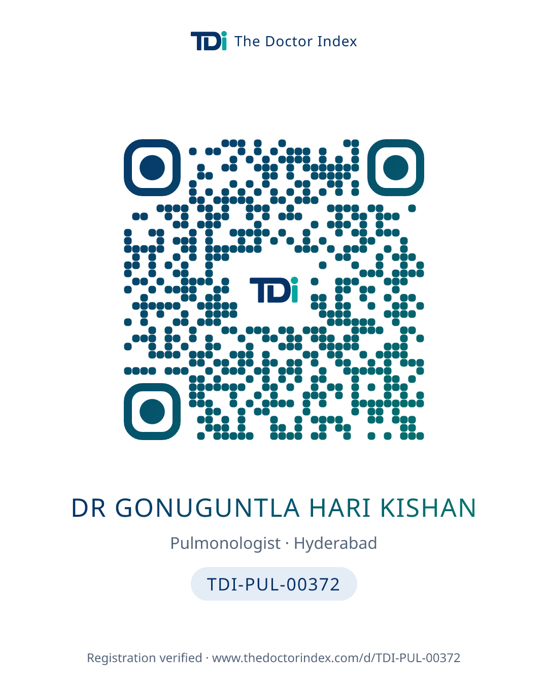 QR card for Dr Gonuguntla Hari Kishan, TDI-PUL-00372