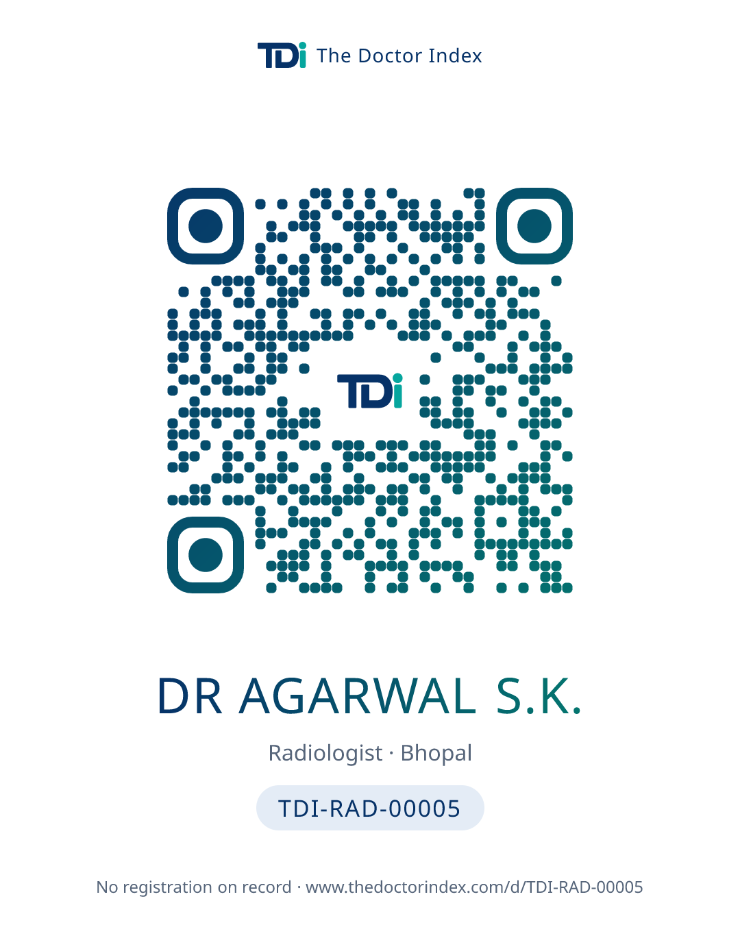 QR card for Dr Agarwal S.K., TDI-RAD-00005