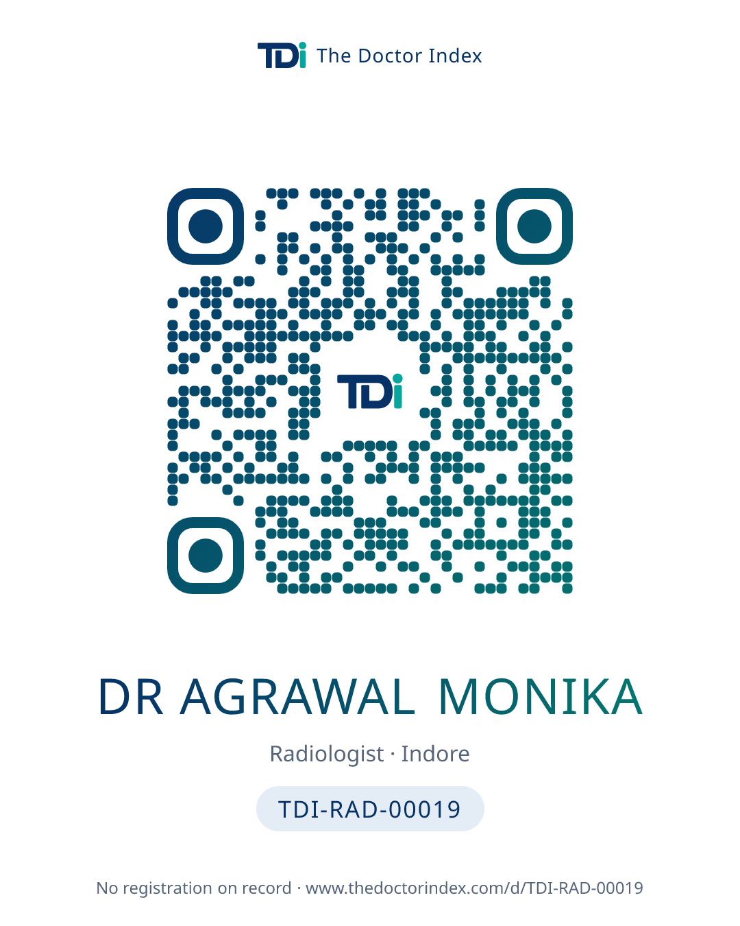 QR card for Dr Agrawal Monika, TDI-RAD-00019