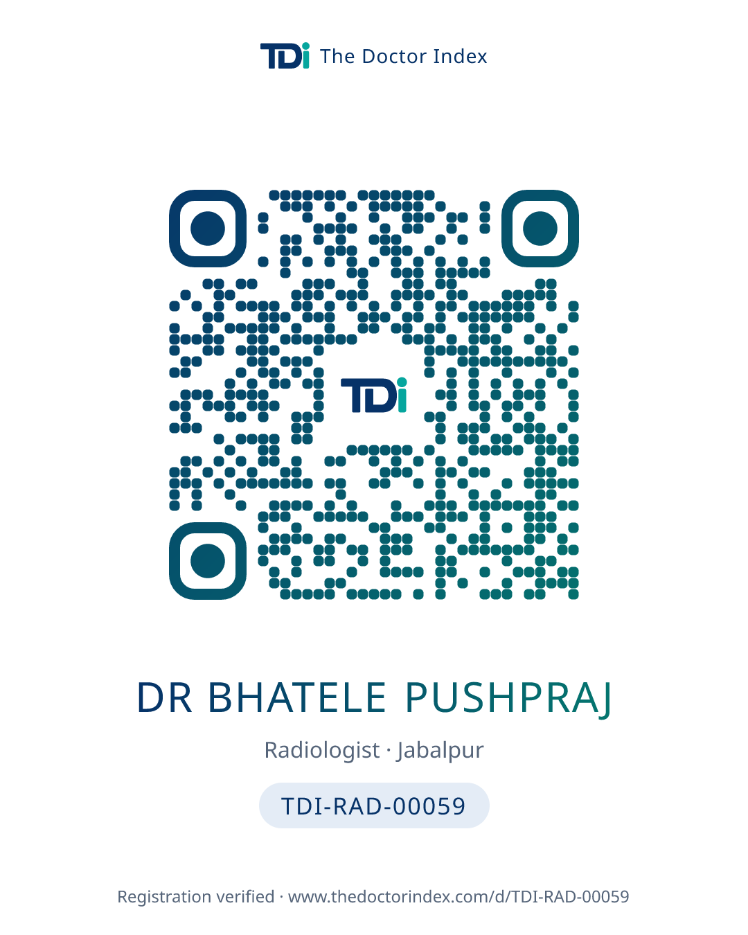 QR card for Dr Bhatele Pushpraj, TDI-RAD-00059