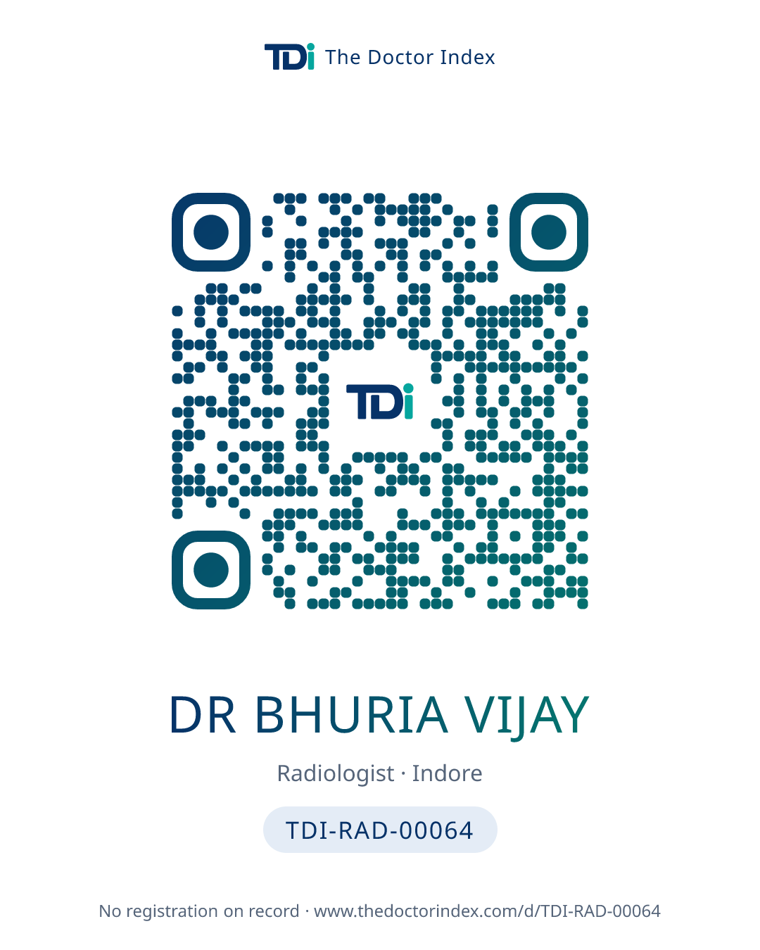 QR card for Dr Bhuria Vijay, TDI-RAD-00064