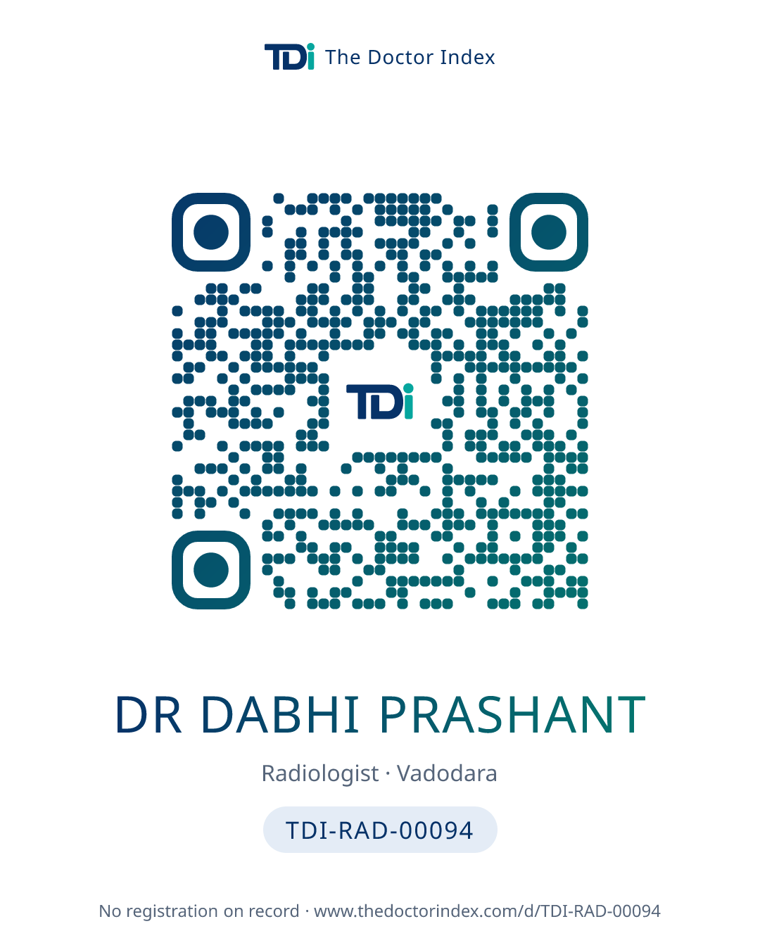QR card for Dr Dabhi Prashant, TDI-RAD-00094