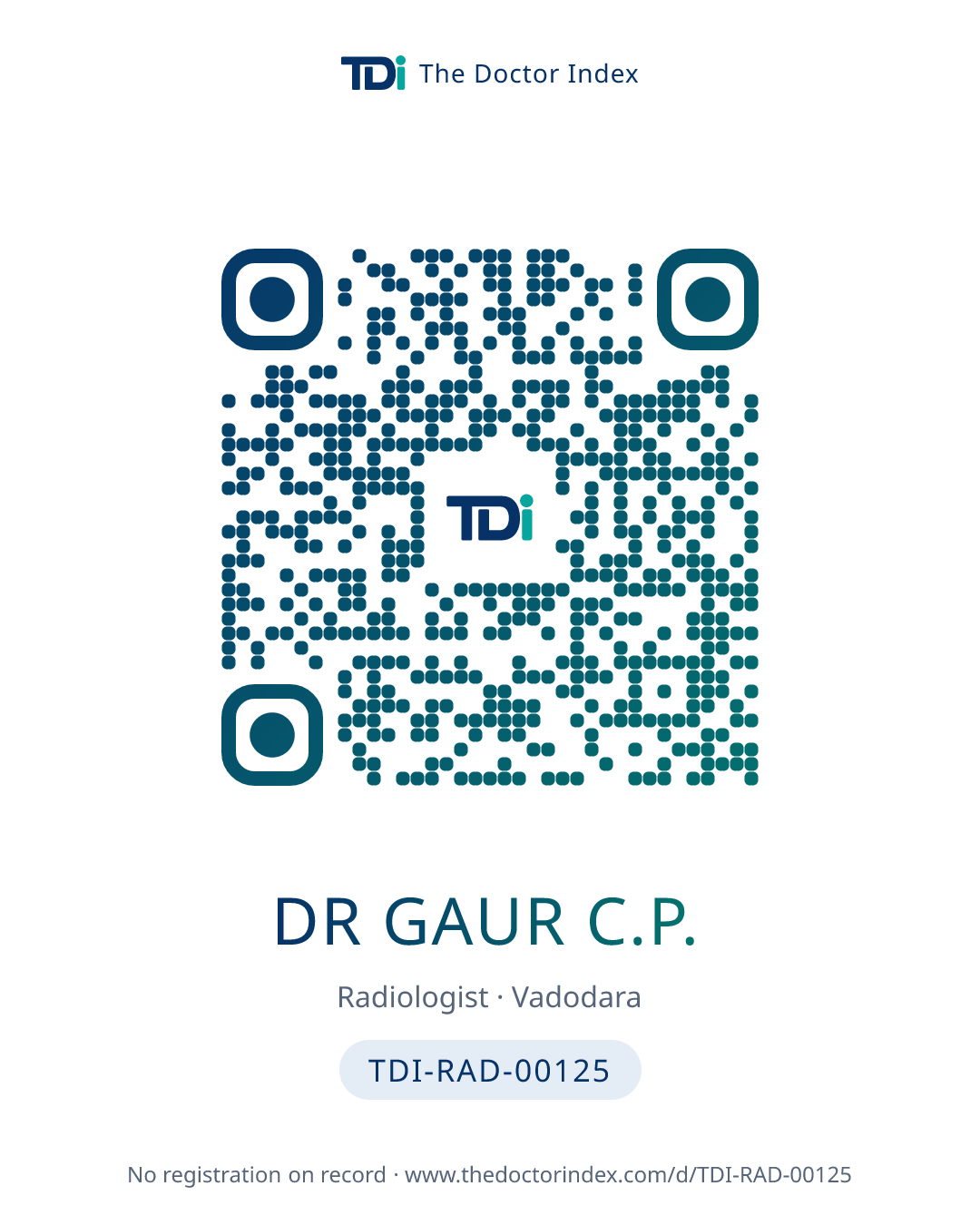 QR card for Dr Gaur C.P., TDI-RAD-00125