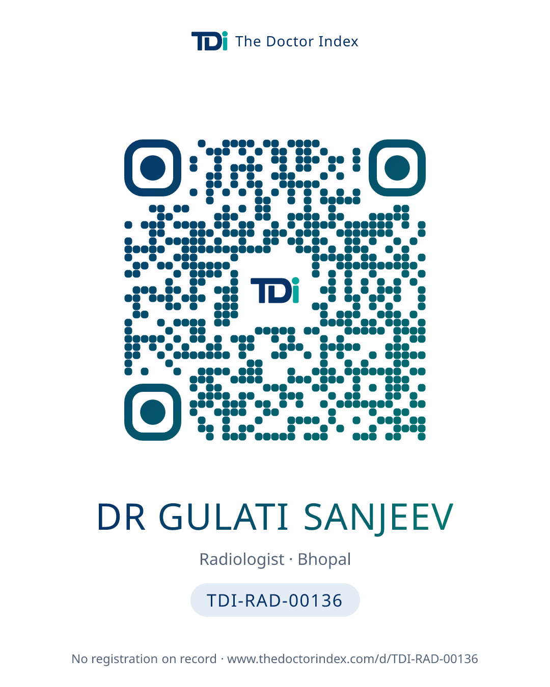 QR card for Dr Gulati Sanjeev, TDI-RAD-00136