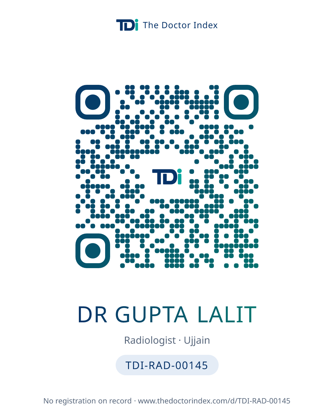 QR card for Dr Gupta Lalit, TDI-RAD-00145