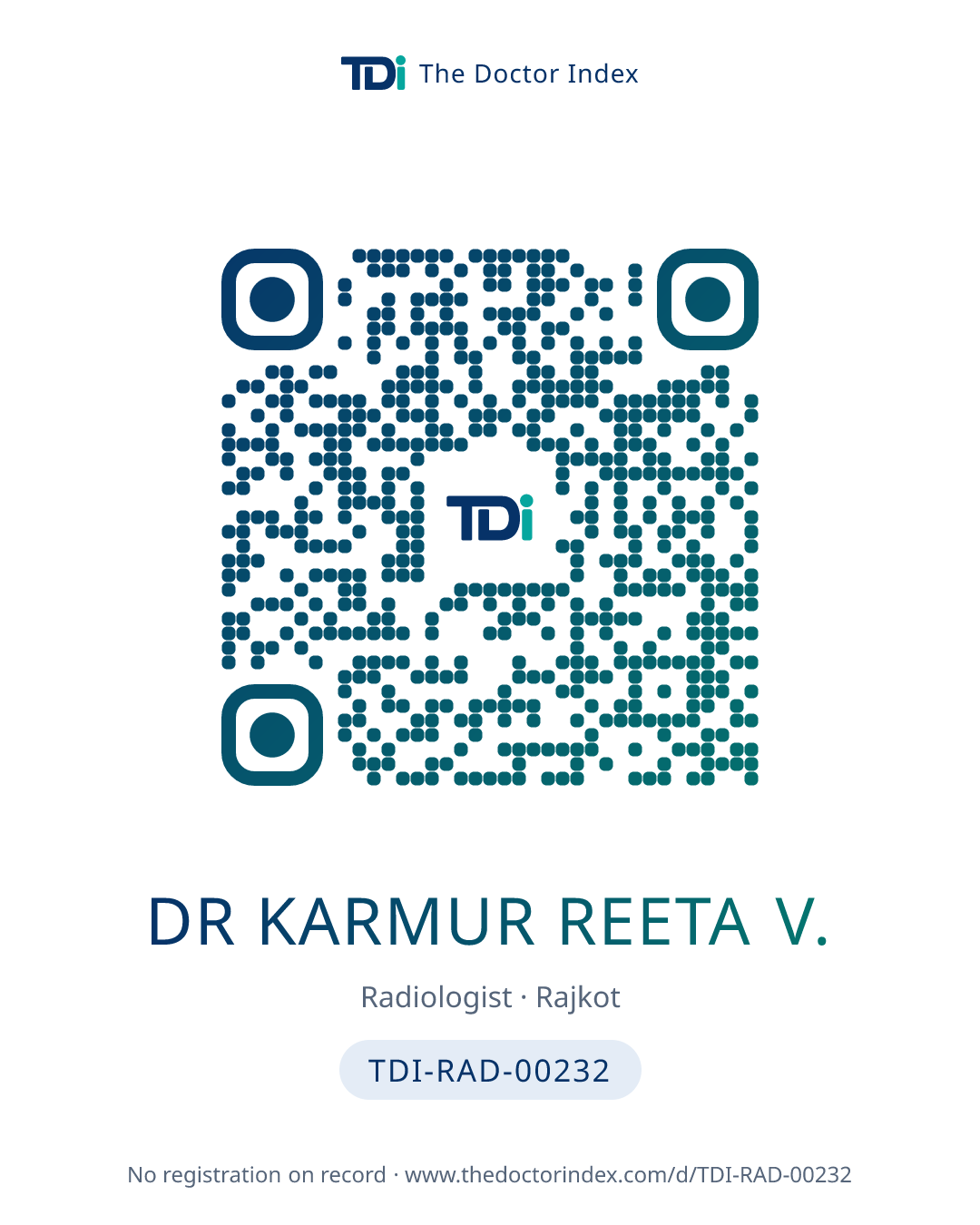 QR card for Dr Karmur Reeta V., TDI-RAD-00232