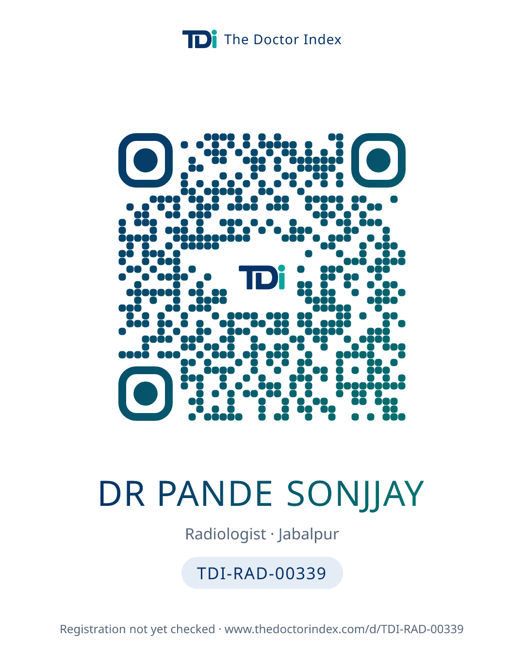 QR card for Dr Pande Sonjjay, TDI-RAD-00339