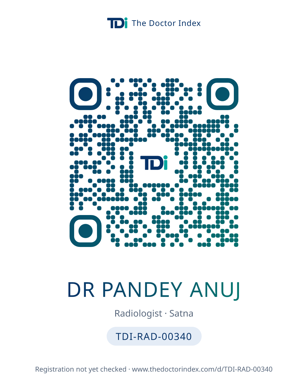 QR card for Dr Pandey Anuj, TDI-RAD-00340