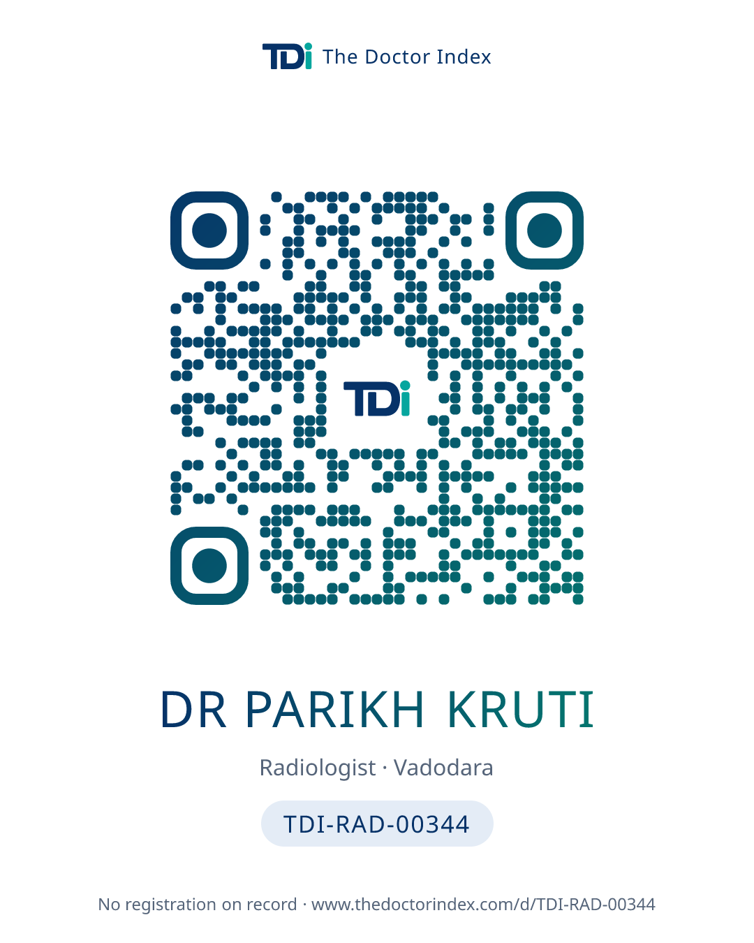 QR card for Dr Parikh Kruti, TDI-RAD-00344