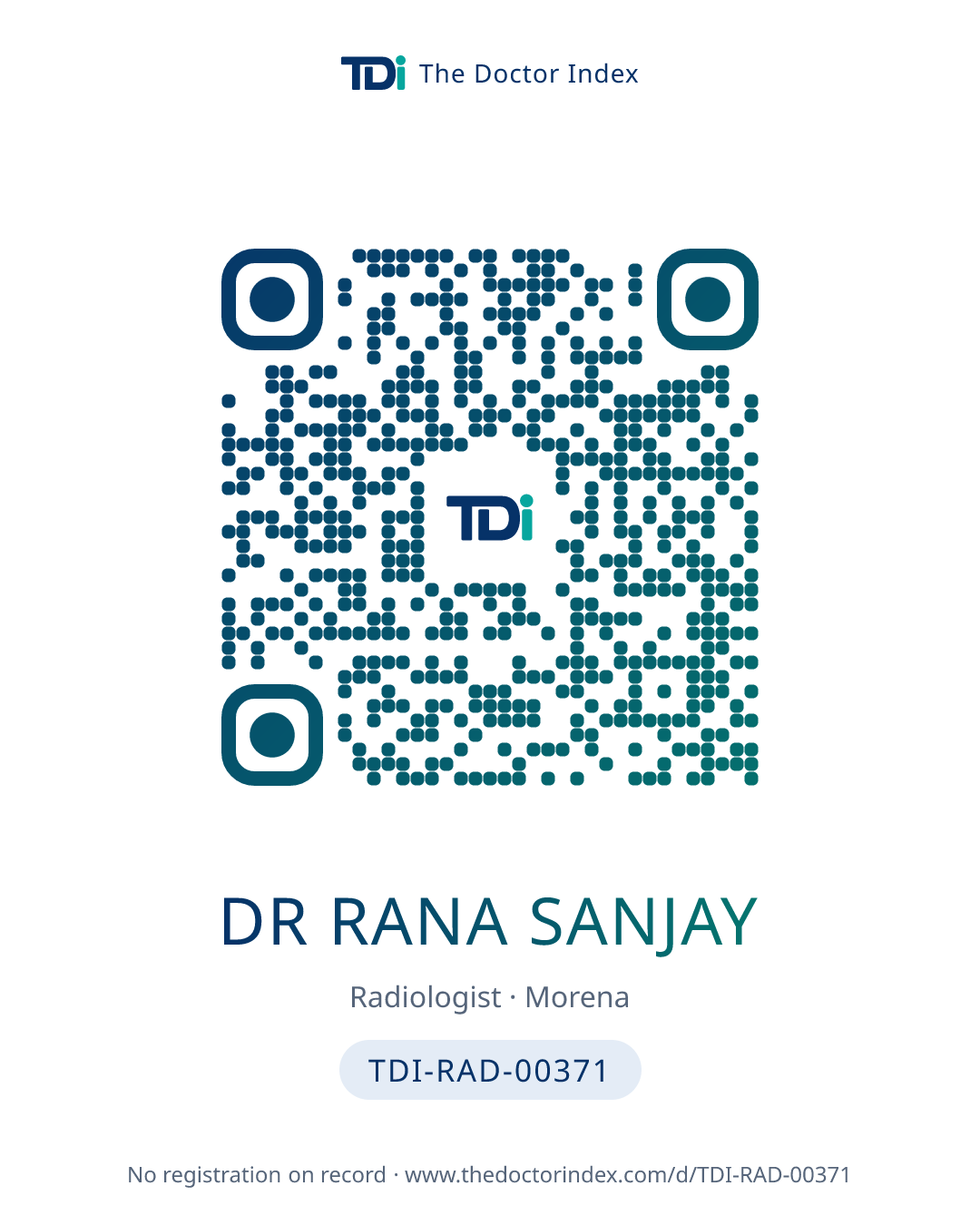 QR card for Dr Rana Sanjay, TDI-RAD-00371