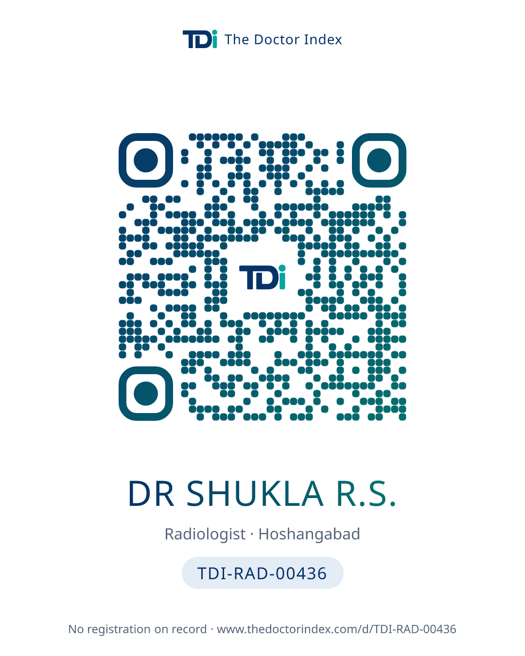 QR card for Dr Shukla R.S., TDI-RAD-00436