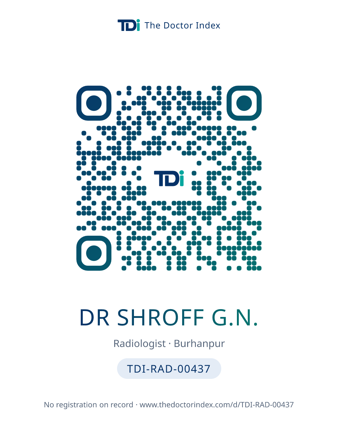 QR card for Dr Shroff G.N., TDI-RAD-00437