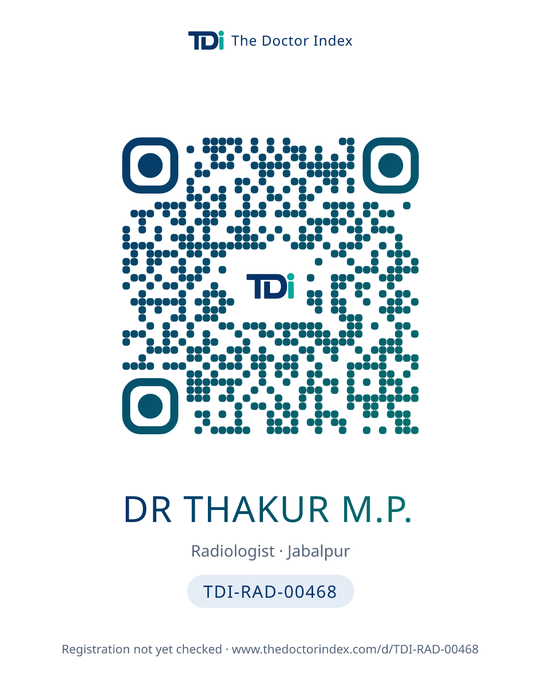 QR card for Dr Thakur M.P., TDI-RAD-00468