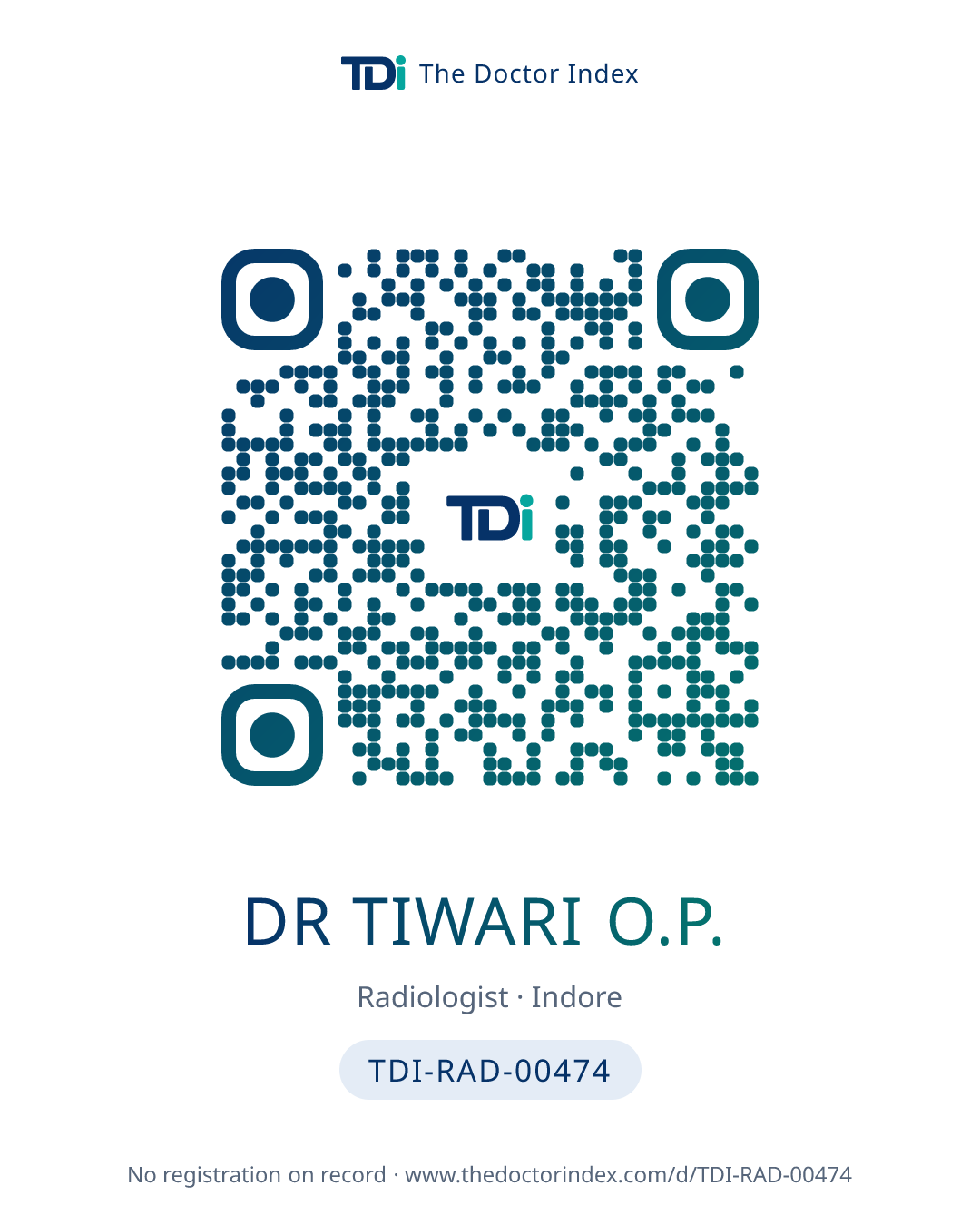 QR card for Dr Tiwari O.P., TDI-RAD-00474