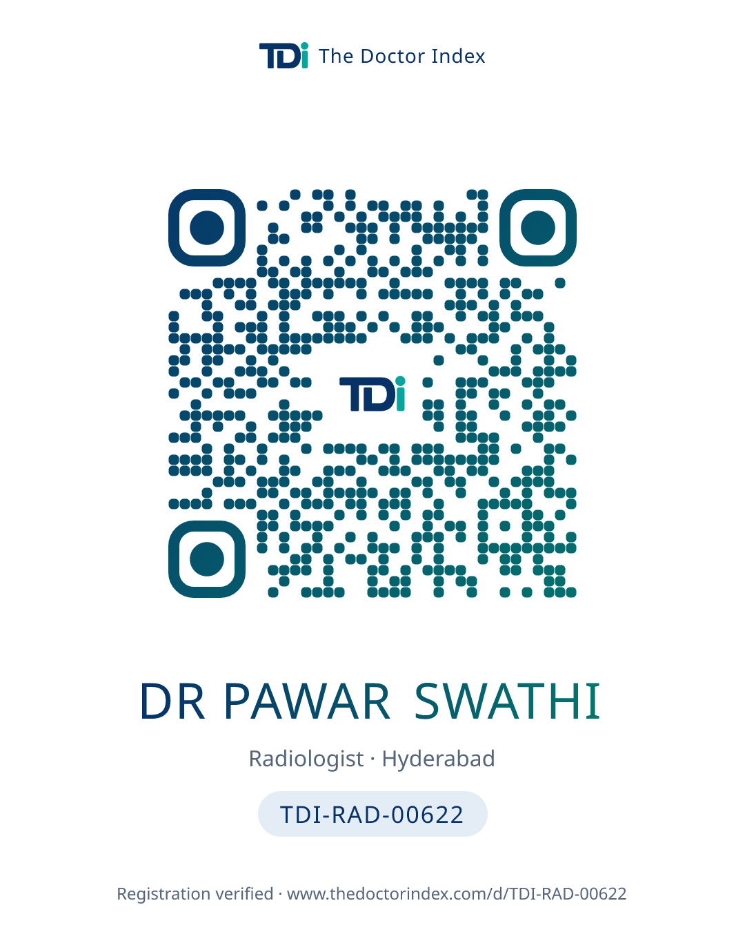 QR card for Dr Pawar Swathi, TDI-RAD-00622