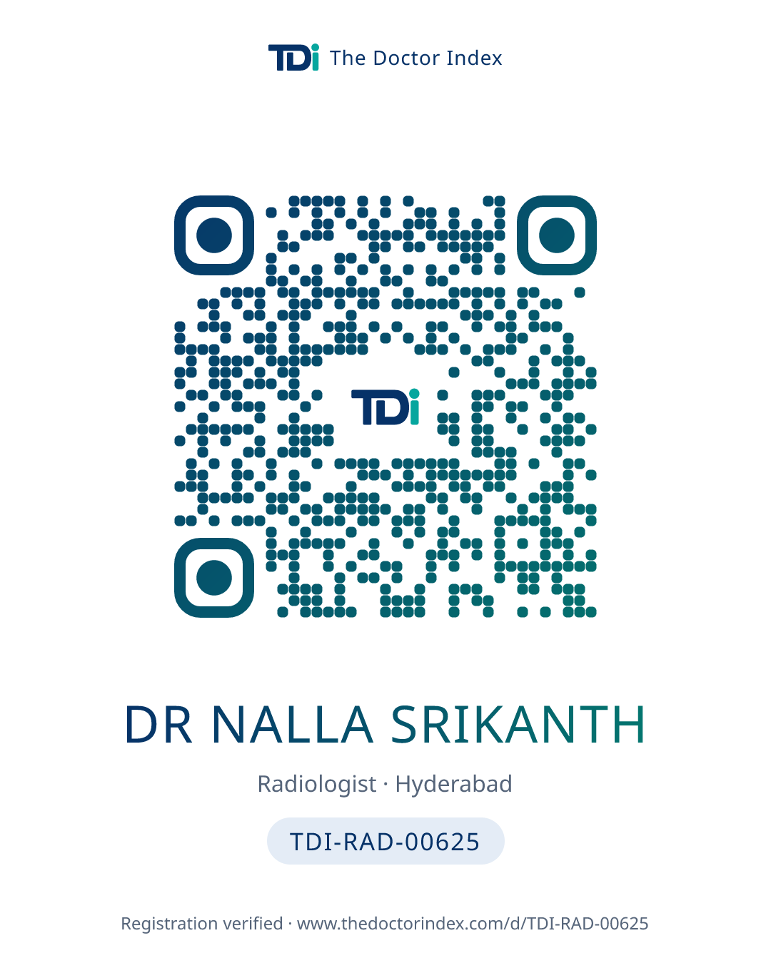 QR card for Dr Nalla Srikanth, TDI-RAD-00625