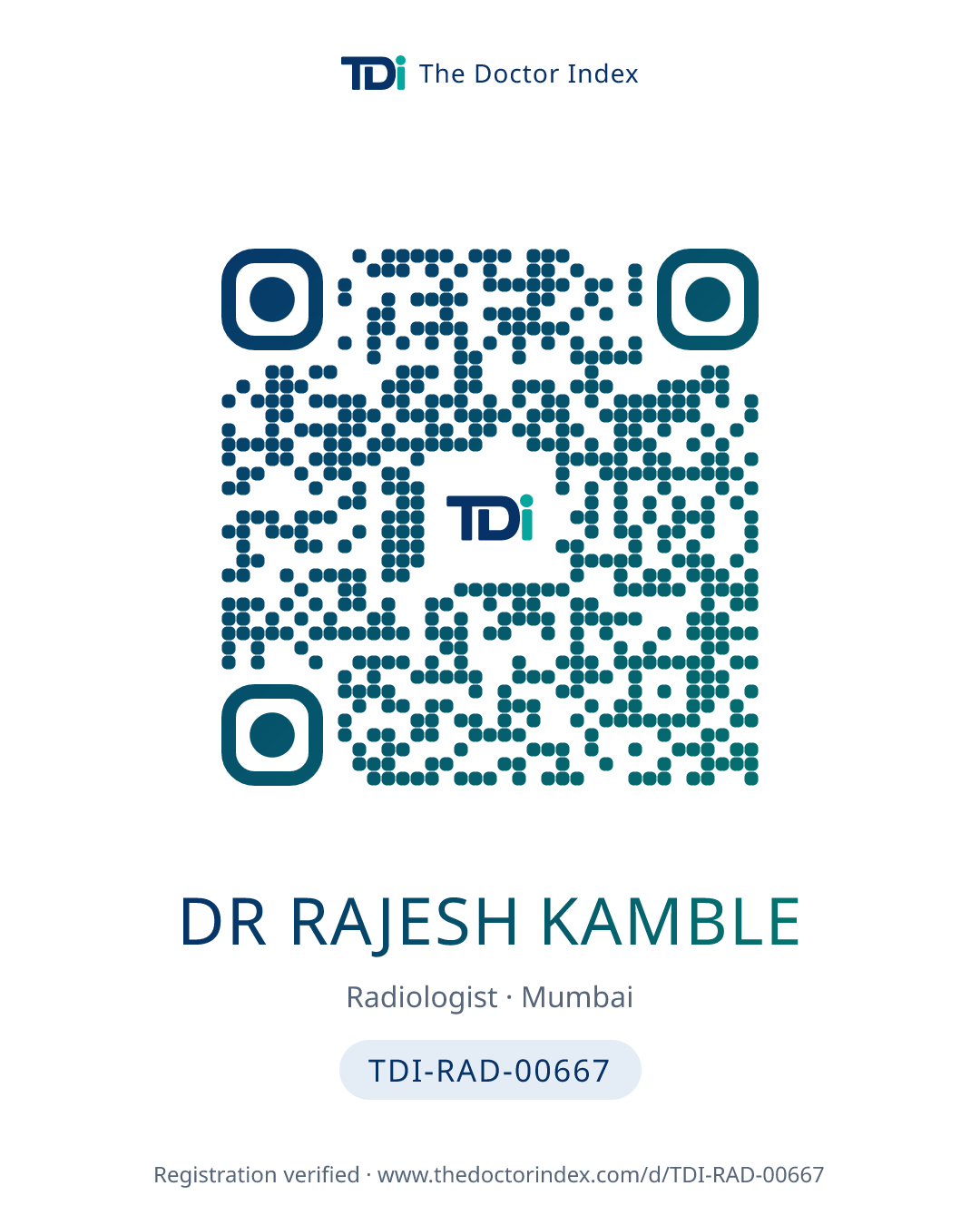 QR card for Dr Rajesh Kamble, TDI-RAD-00667