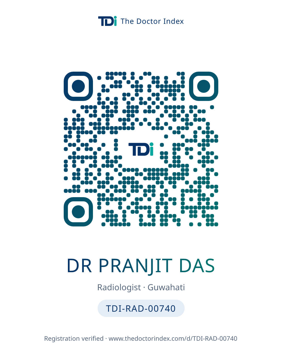QR card for Dr Pranjit Das, TDI-RAD-00740