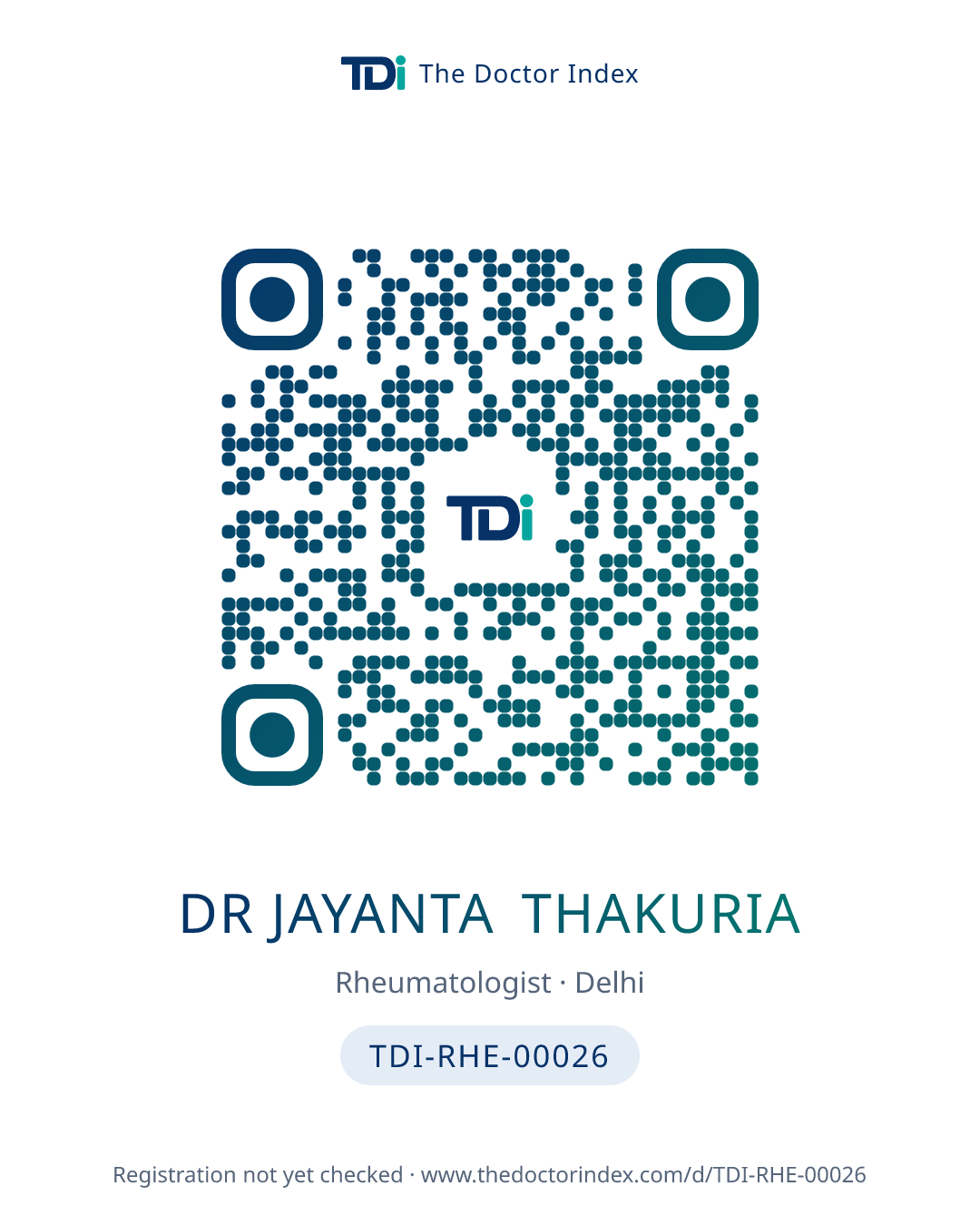 QR card for Dr Jayanta Thakuria, TDI-RHE-00026