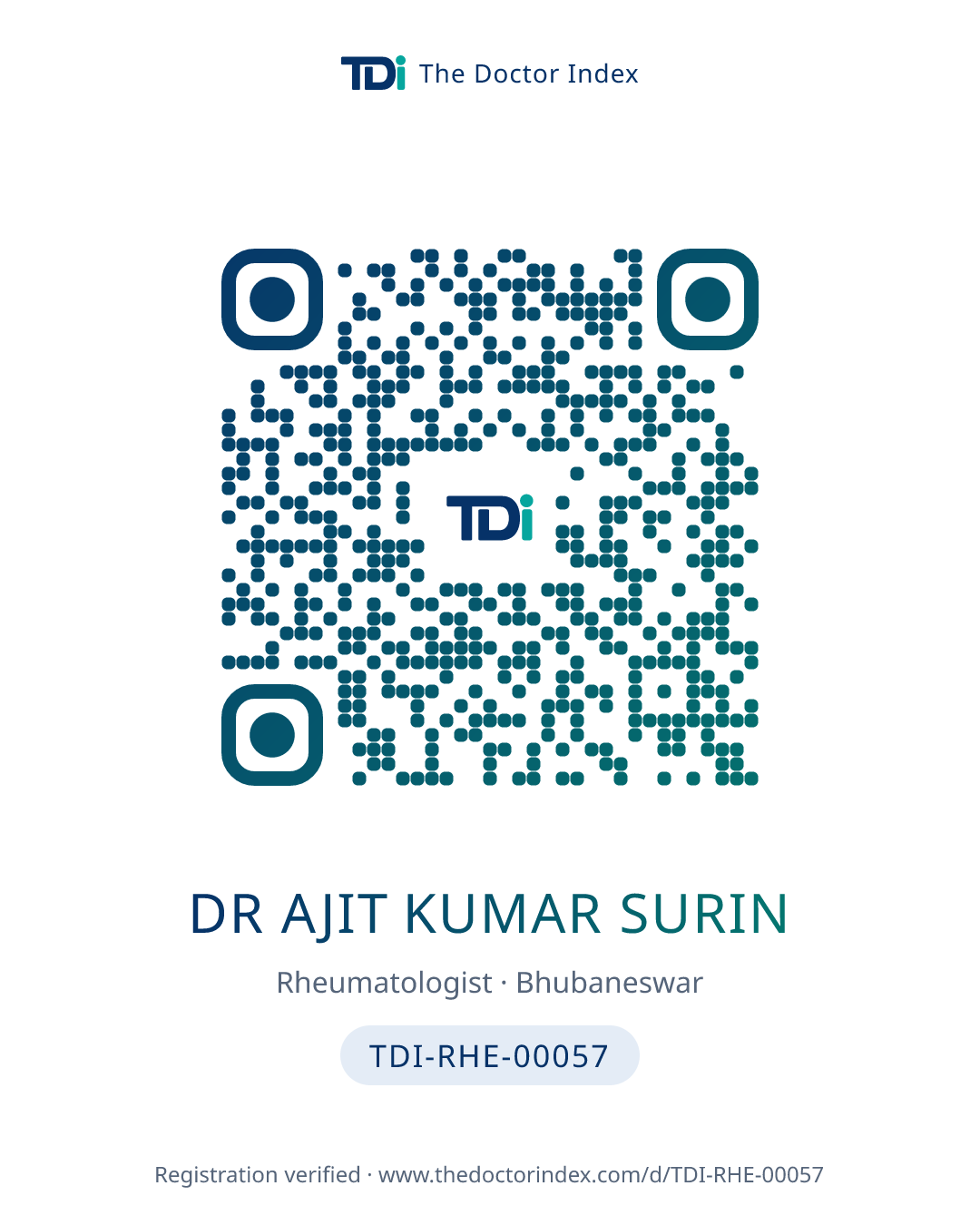 QR card for Dr Ajit Kumar Surin, TDI-RHE-00057