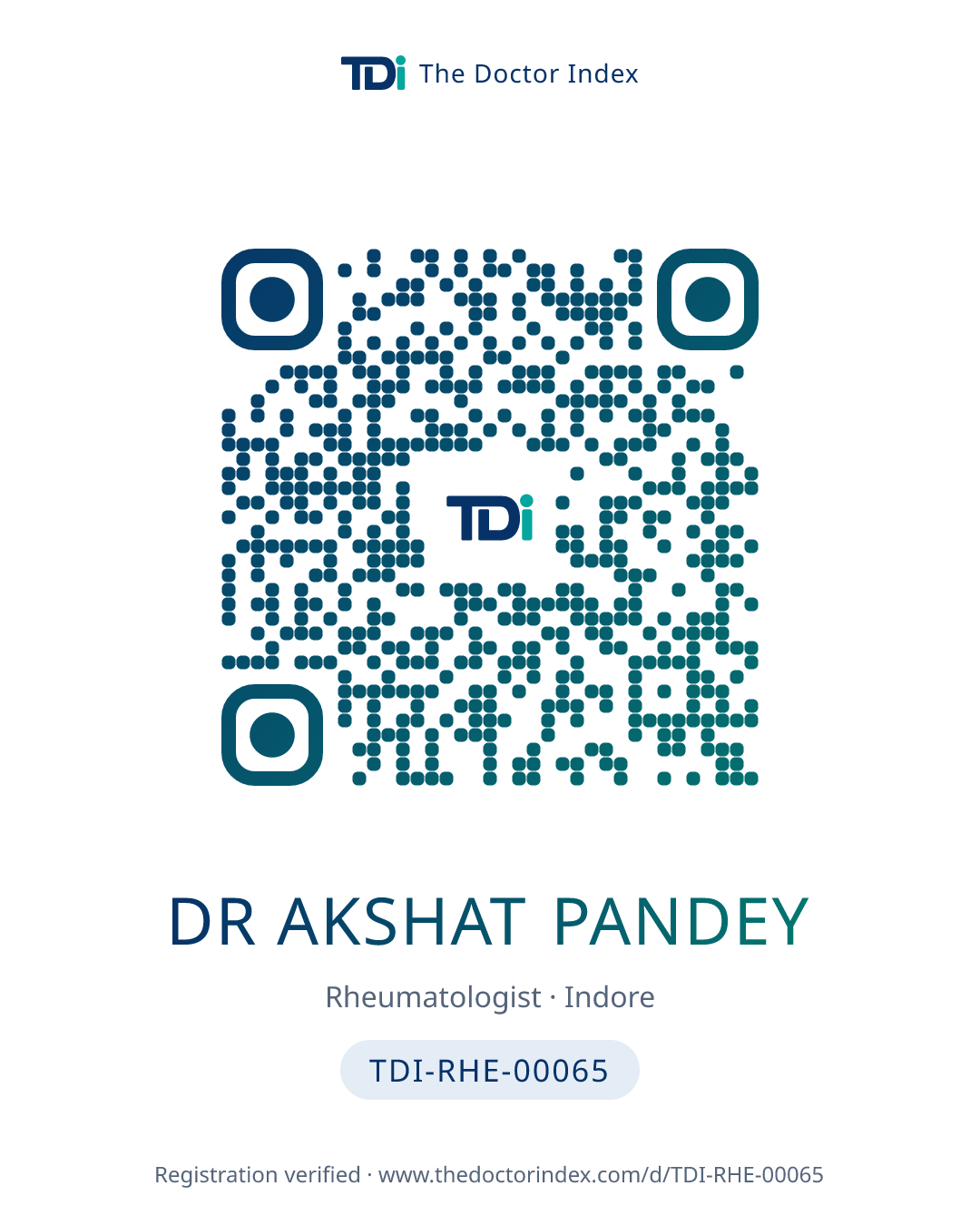 QR card for Dr Akshat Pandey, TDI-RHE-00065