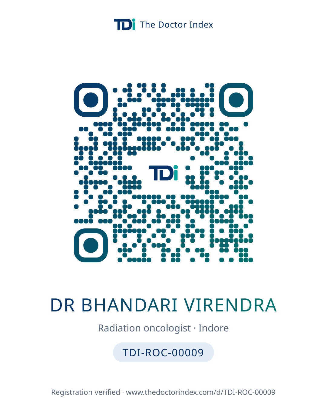 QR card for Dr Bhandari Virendra, TDI-ROC-00009