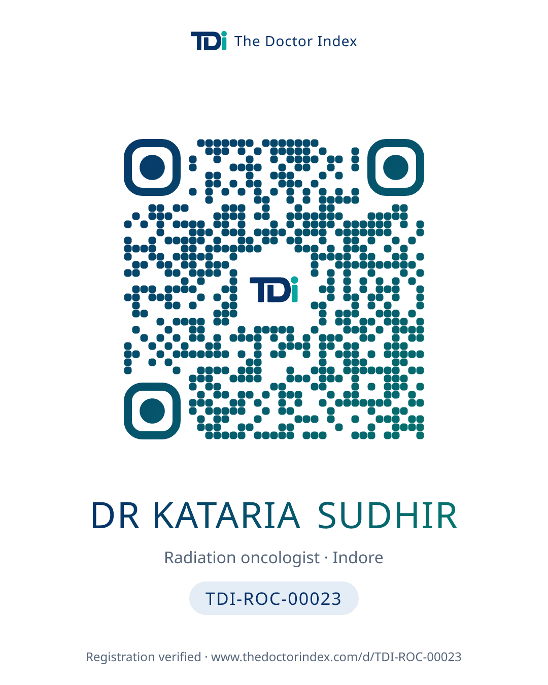 QR card for Dr Kataria Sudhir, TDI-ROC-00023