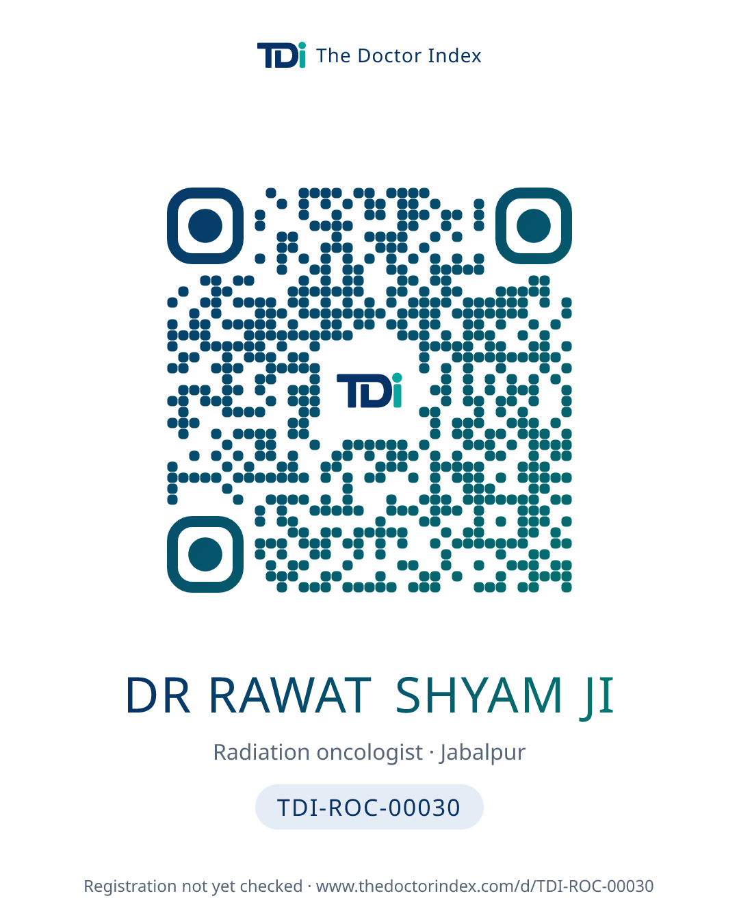 QR card for Dr Rawat Shyam Ji, TDI-ROC-00030