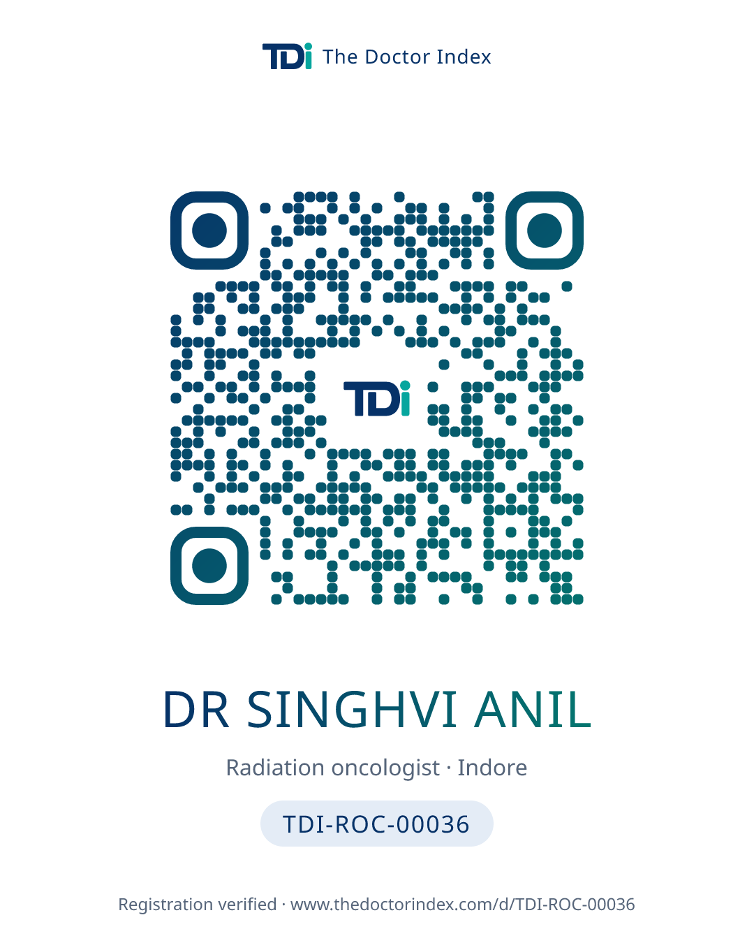 QR card for Dr Singhvi Anil, TDI-ROC-00036