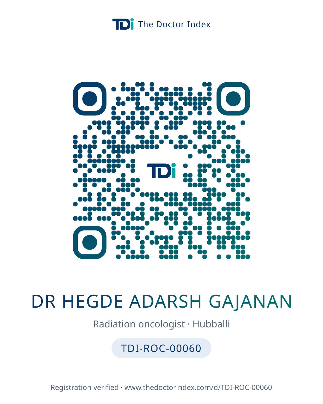 QR card for Dr Hegde Adarsh Gajanan, TDI-ROC-00060