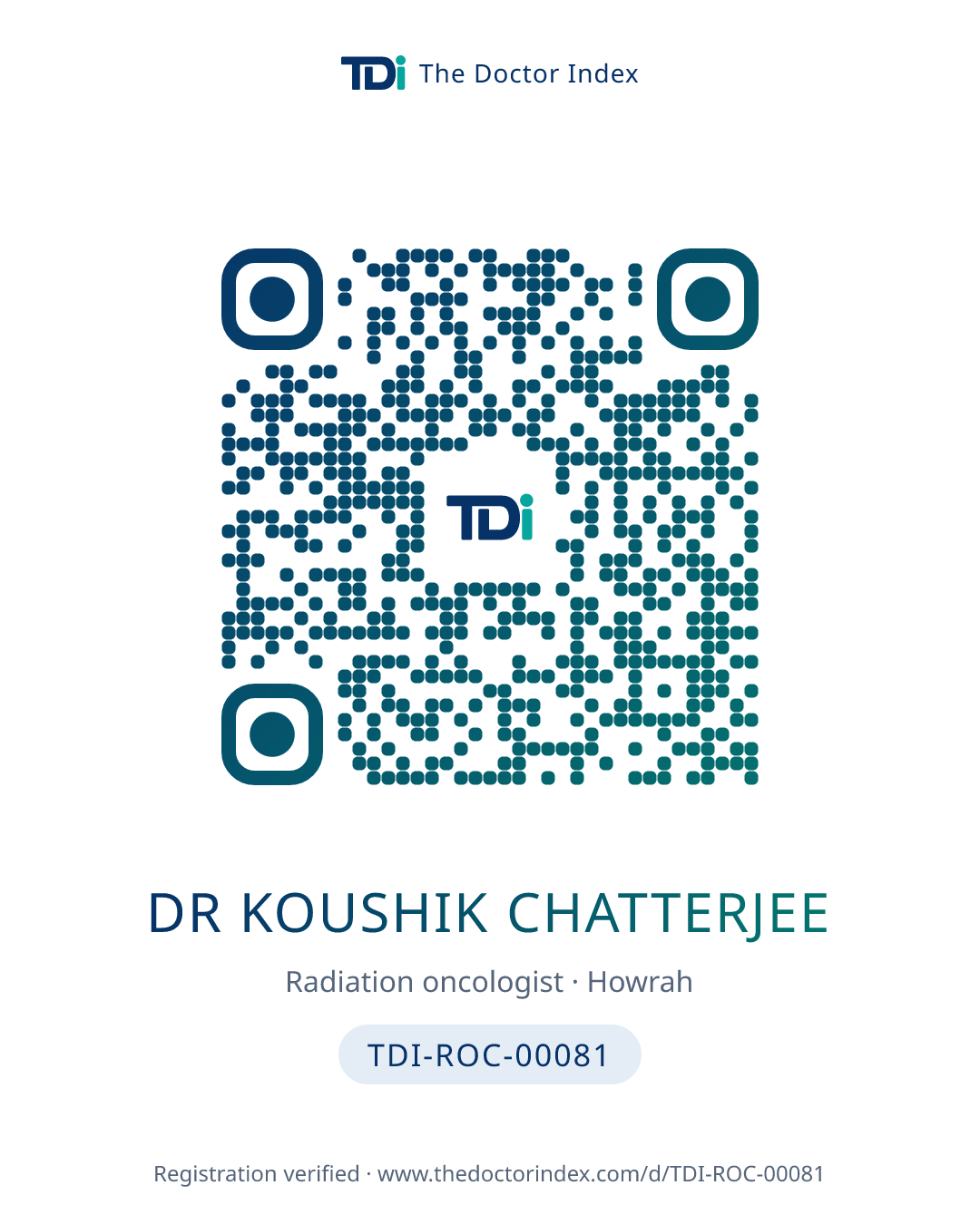QR card for Dr Koushik Chatterjee, TDI-ROC-00081