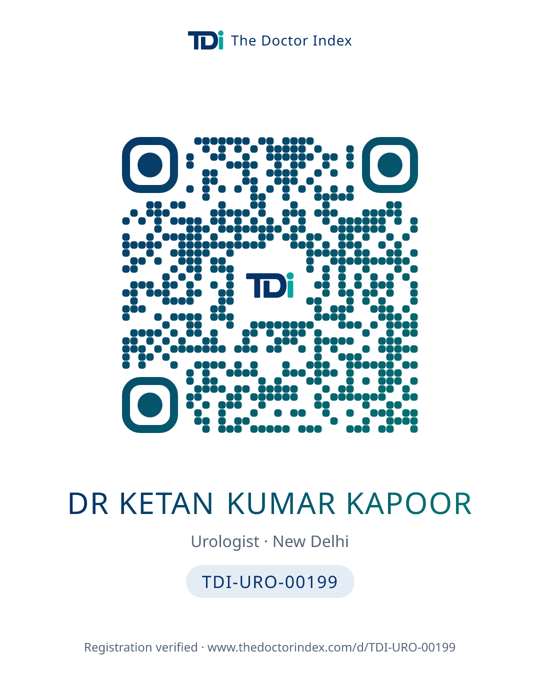 QR card for Dr Ketan Kumar Kapoor, TDI-URO-00199