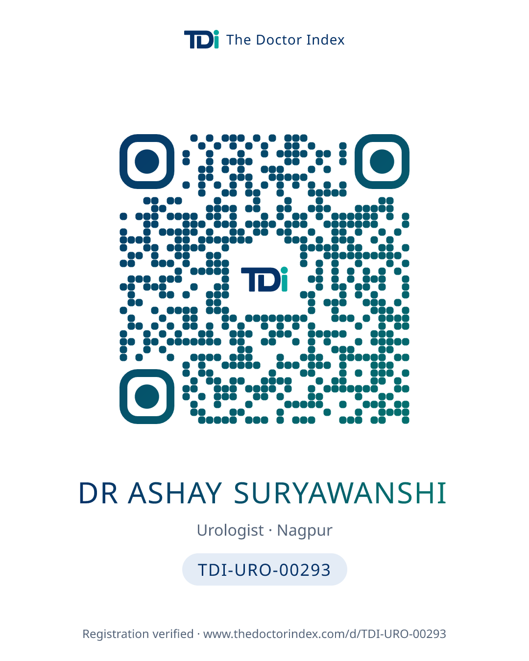 QR card for Dr Ashay Suryawanshi, TDI-URO-00293